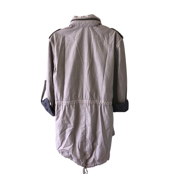 Levi’s lightweight fishtail anorak jacket hidden hood womens size L gray utility - Picture 3 of 12